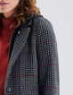 Zwarte jas loose pied-de-coq-motief Dames-6
