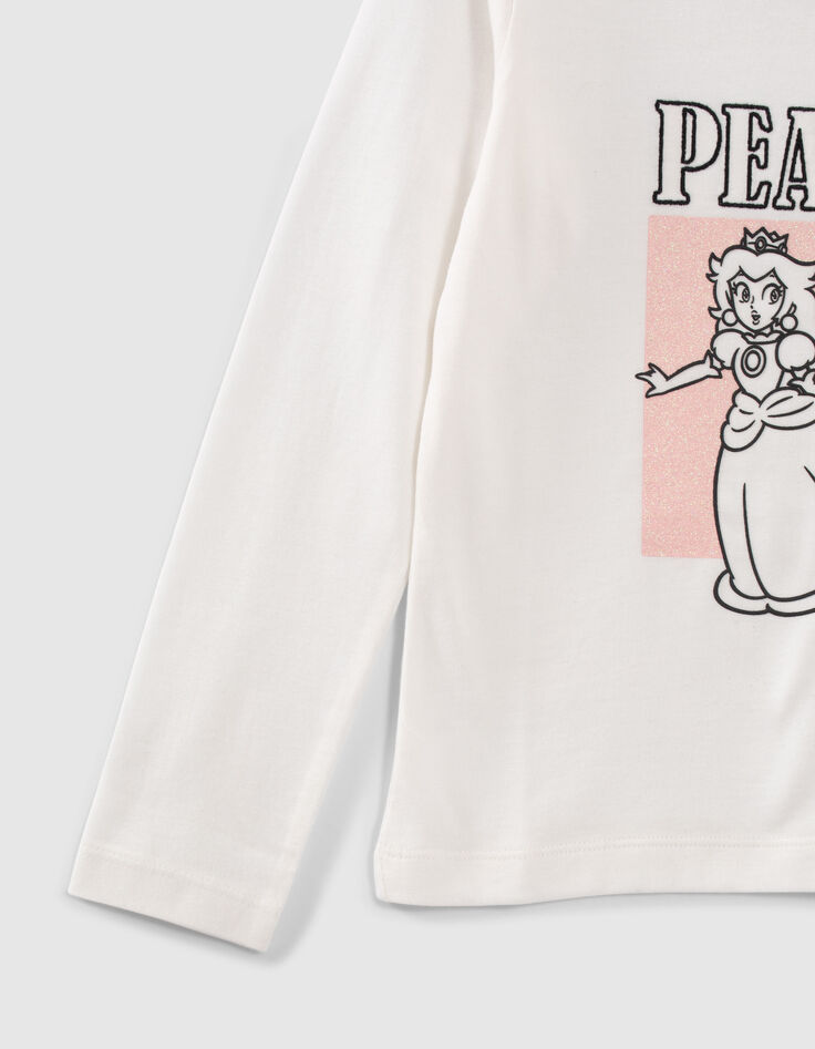 T-shirt PRINCESS PEACH blanc visuel Peach paillettes fille-5