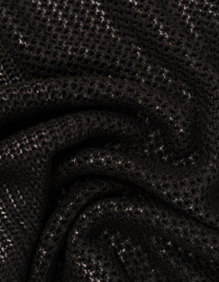 Women's black openwork knit sweater-7