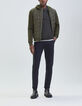 Men's khaki mixed-fabric quilted light padded jacket-7