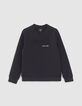 Navy sweatshirt with embossed slogan-1