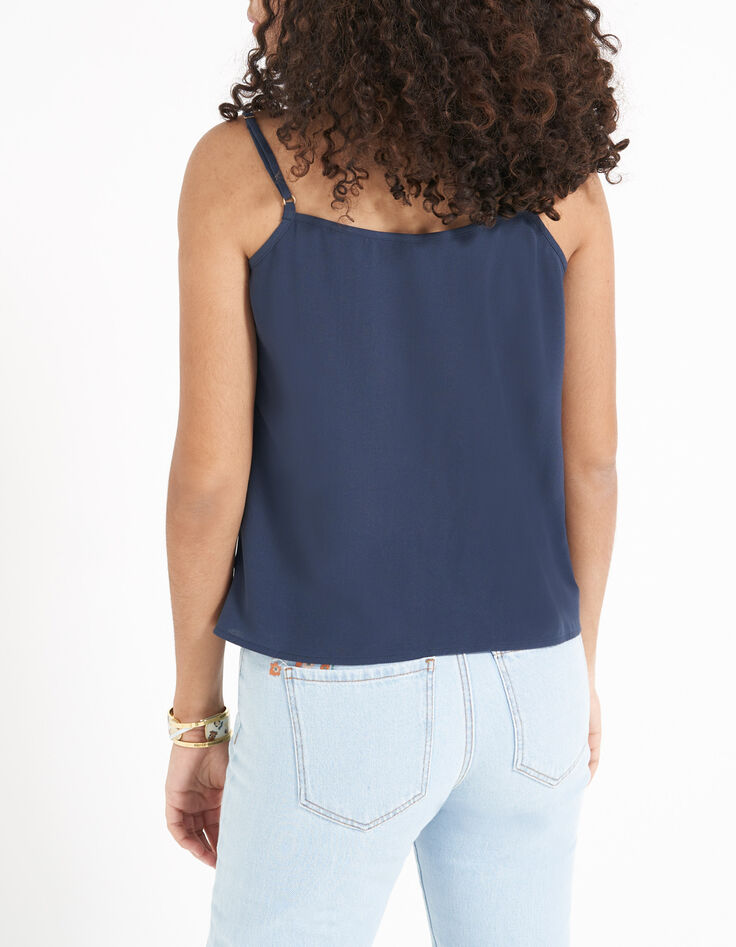 Top lencero azul marino, bordado y con botones I.Code-3 Top lencero azul marino, bordado y con botones I.Code-3