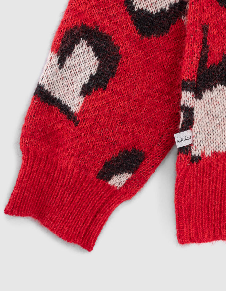 Jersey rojo medio jacquard corazones mini me niña-7