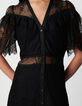 Women's black lace sheer maxi dress-4