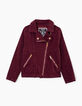 Veste prune en velours lisse esprit motard fille-3