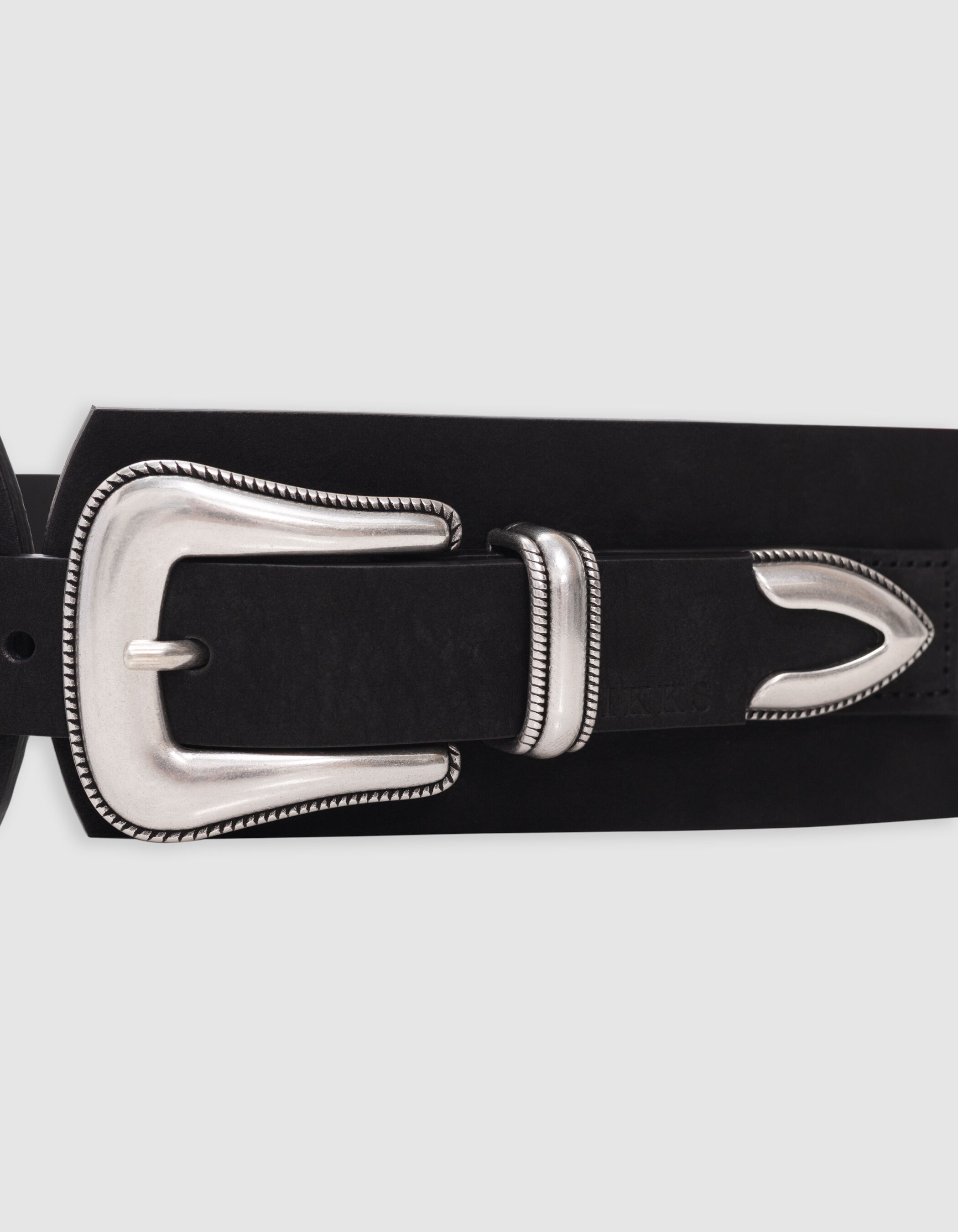 Ceinture robe noire cuir nubuck boucle western Femme IKKS