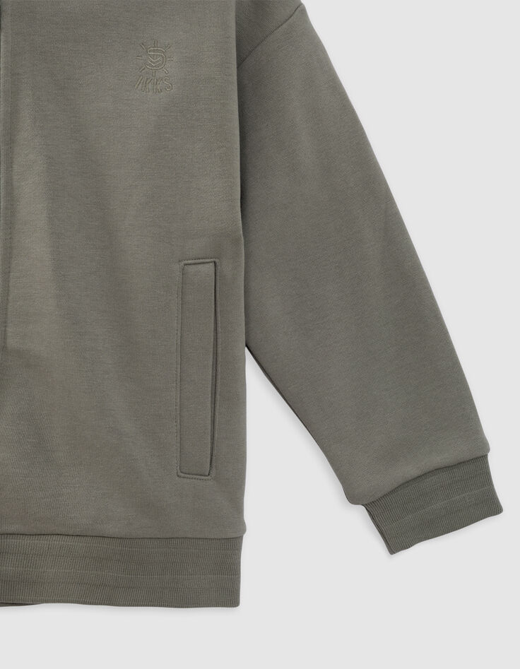 Cardigan kaki zippé à capuche maxi typo brodées dos garçon-8