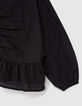 Girls’ black buttoned wide blouse with peplum-4