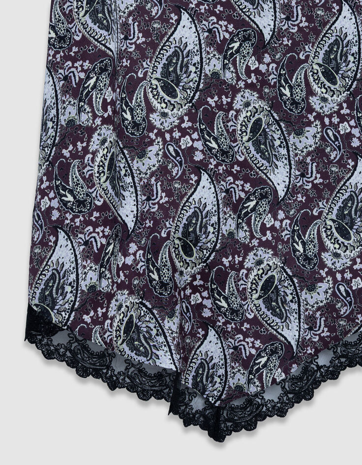 Asymmetrical long skirt burgundy paisley pattern Women-7