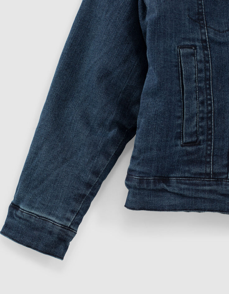 Vintage Blue Jungenjeansjacke mit abnehmbarer Kapuze-4