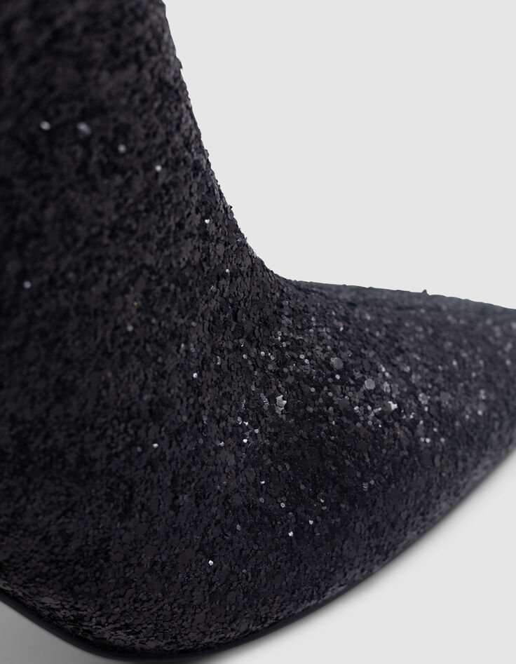 Pure Edition-zwarte glitterlaarsjes met hak voor dames-7