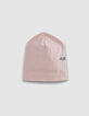 Bonnet réversible rose et imprimé rock coton bio bébé-4