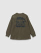 Boys’ khaki waffle T-shirt with embroidery front and back-5