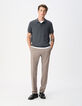 Polo manches courtes gris tricot 100% laine Homme-1