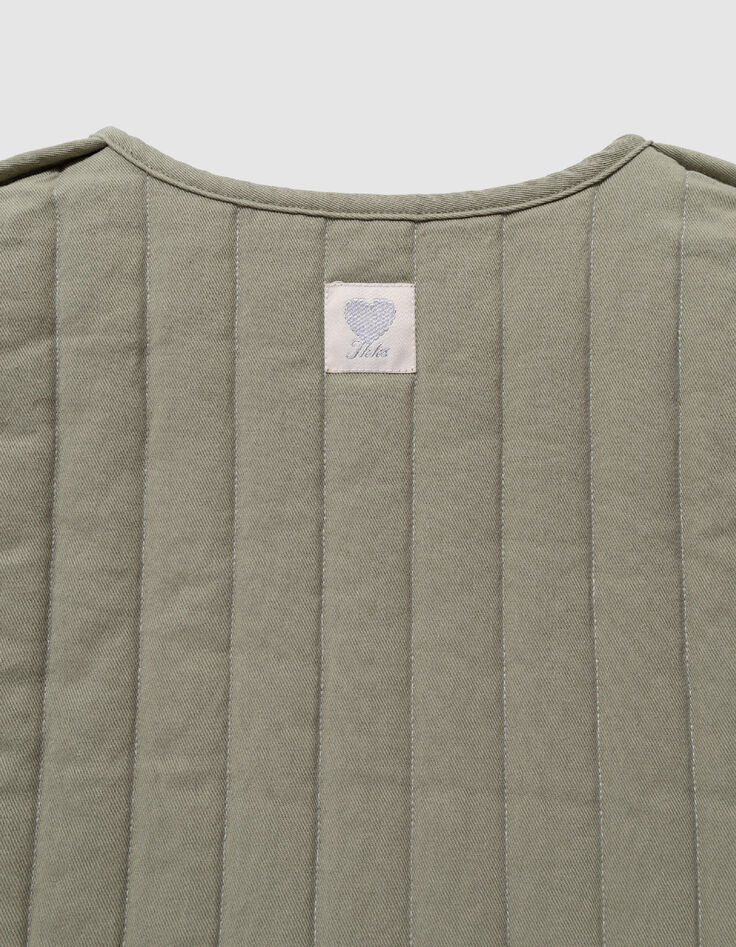 &Auml;rmellose, wendbare Weste in Khaki und Gingham M&auml;dchen-6