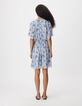 Blue floral-print flowing dress with side tie Women's-2