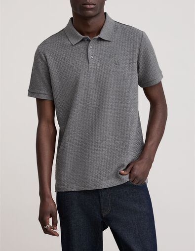 Polo de hombre de punto grafito con efecto tejido - IKKS