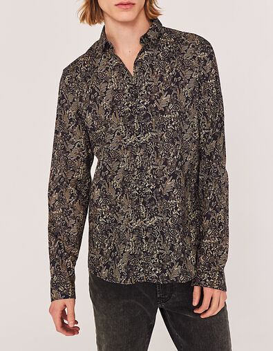 Zwart SLIM overhemd print gele bloemen Heren - IKKS