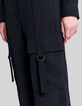 Brede zwarte broek gerecycleerd met battle-model Dames-4