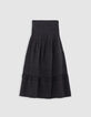 Jupe longue noire smocks à la taille fille-4