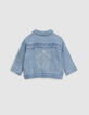 Blaue Jeansjacke, Rüschen, Stickerei, Babymädchen-2