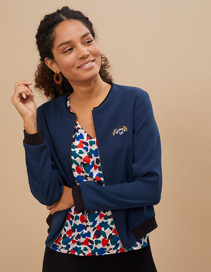 I.Code navy and graphic heart reversible baseball jacket-3 I.Code navy and graphic heart reversible baseball jacket-3