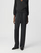 Pantalon large noir polyester recycl&eacute; taille &eacute;lastiqu&eacute;e Femme-2