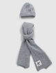 Set muts en sjaal grijze metallic tricot dames-3
