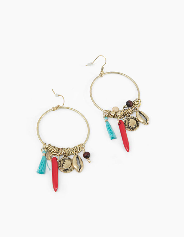 Women’s tassel golden hoop earrings - IKKS