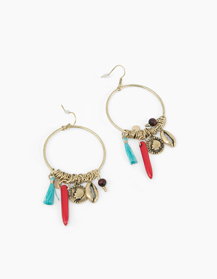 Boucles d'oreilles créoles dorées pampilles femme-1 Boucles d'oreilles créoles dorées pampilles femme-1