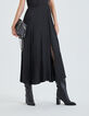 Women’s black long flowing dress with split-3