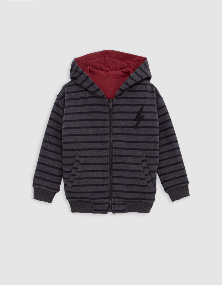 Chaqueta reversible de rayas burdeos y negras para niño-1 Chaqueta reversible de rayas burdeos y negras para niño-1