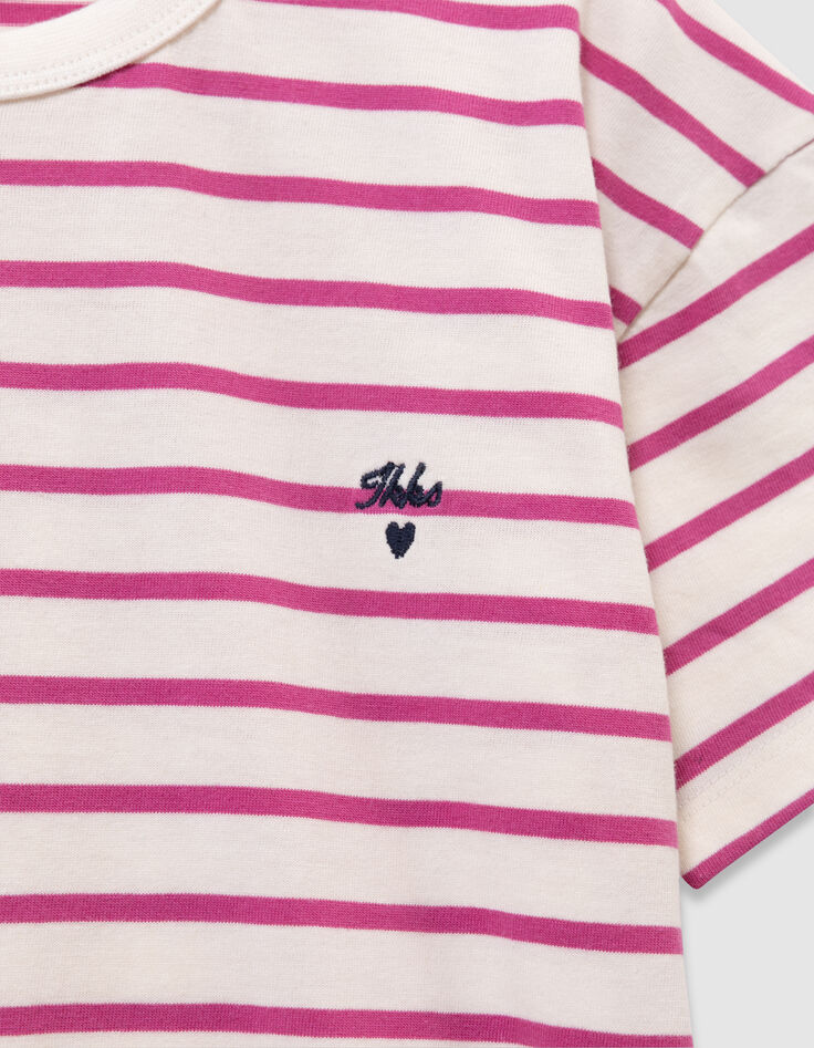 Girls’ organic cotton sailor T-shirt with pink stripes-7