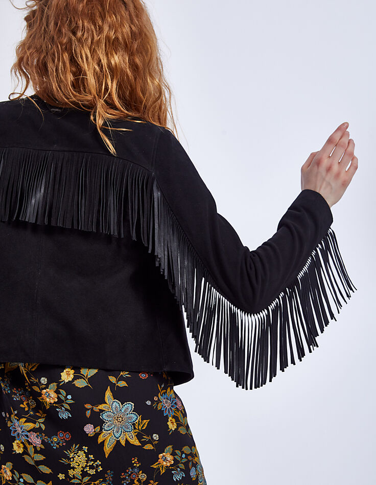 Veste en cuir frangée femme-3
