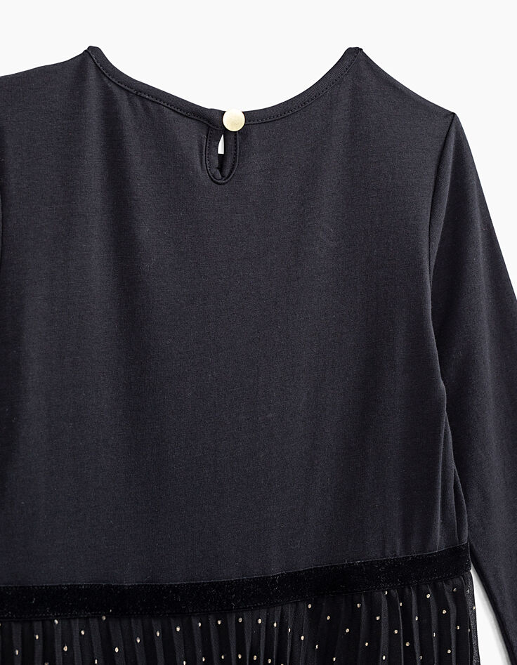 Vestido largo plisado negro bi-tejido Midnight Love niña-6