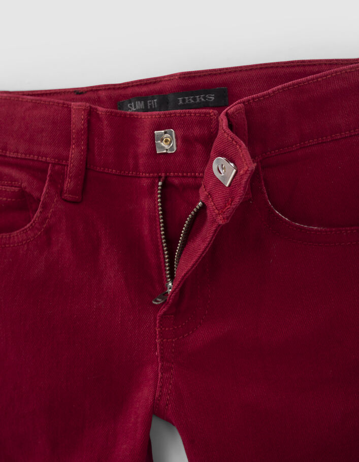 Dunkelrote, upgecycelte SLIM-Fit-Jeans für Jungs-5