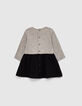 Baby girls’ mid-grey marl and black mixed-fabric dress-4