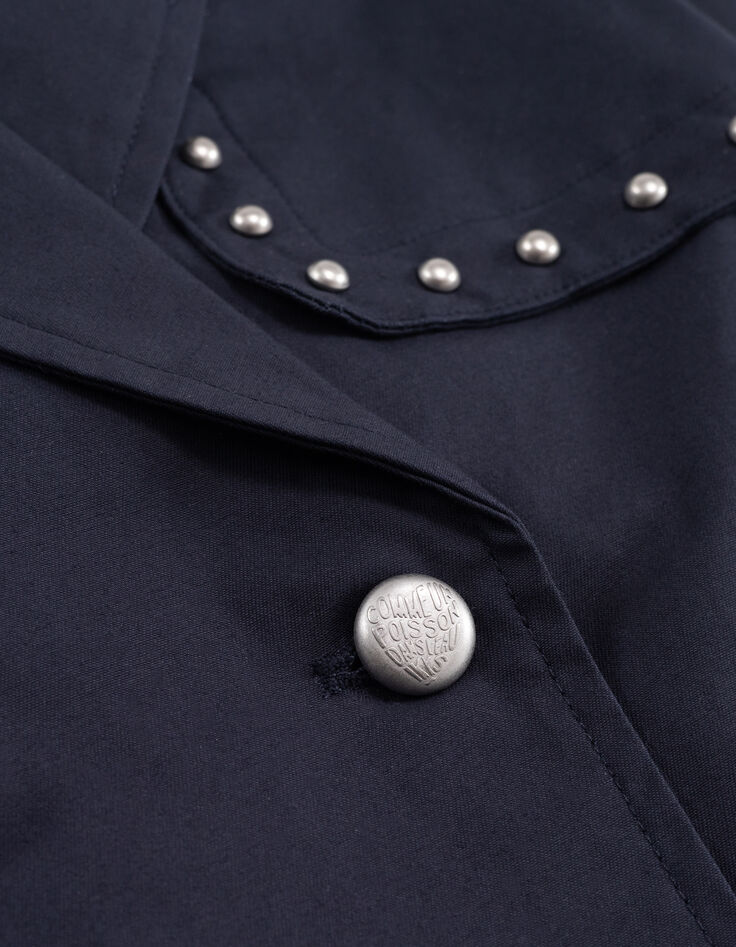 Marineblauer kurzer Mädchen-Trenchcoat mit Glitzer-6