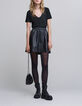 Tee-shirt noir lurex encolure V bijou Femme-1