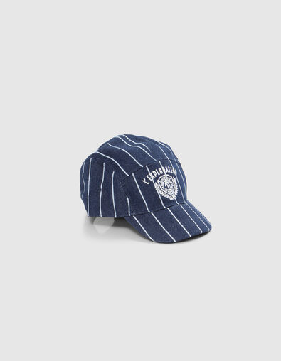 Boys’ navy cap with white stripes and embroidery - IKKS