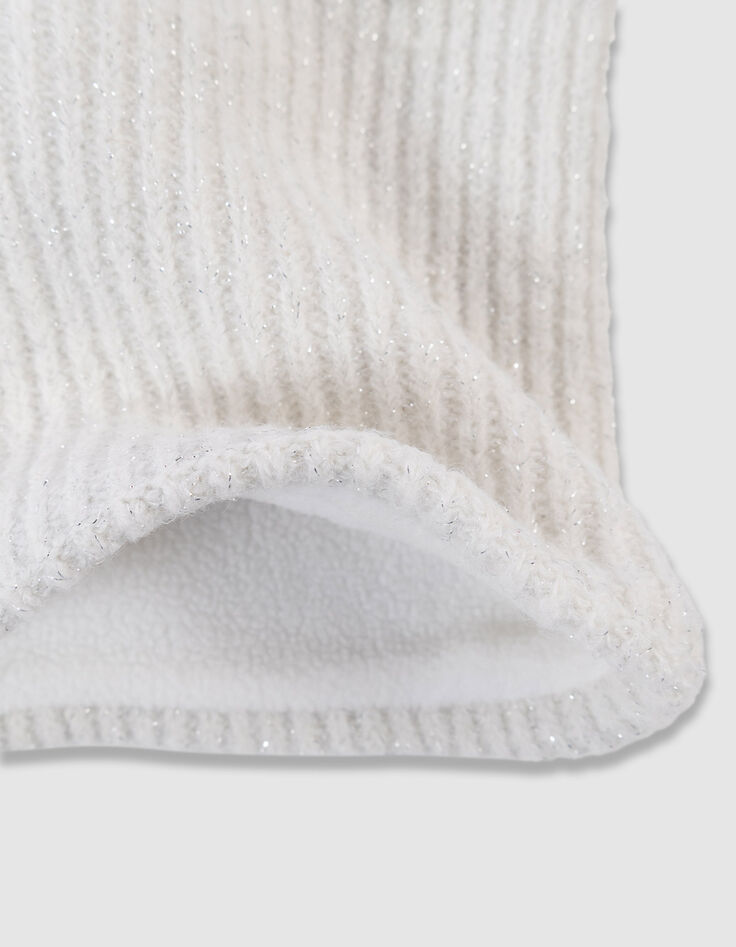Weißer Mädchenstricksnood mit Glitzer und Schleife-3 Weißer Mädchenstricksnood mit Glitzer und Schleife-3