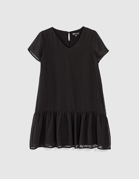 Robe noire fluide en plumetis fille - IKKS