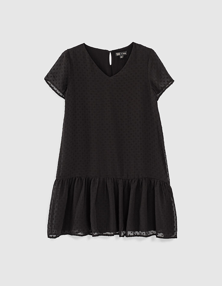 Robe noire fluide en plumetis fille-1