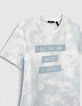 Blaues Tie-Dye-Jungen-T-Shirt mit Schriftzug -5