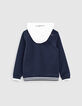 Navy sweater met witte kap jongens -4