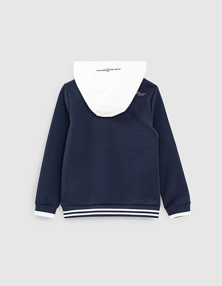 Navy sweater met witte kap jongens -4