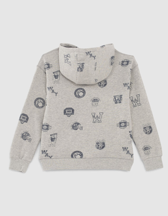 Boys’ grey marl College stamp image loose hoodie-4