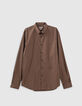 Men’s glazed chestnut STRETCH SLIM shirt-1