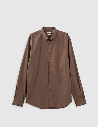 Men’s glazed chestnut STRETCH SLIM shirt - IKKS
