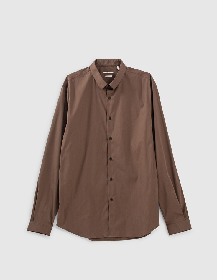 Men’s glazed chestnut STRETCH SLIM shirt-1